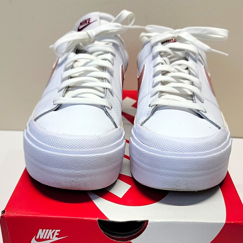 Nike Court Legacy Lift White/Guava Ice Low-Top Leather- Wms Sneakers FQ8782-100